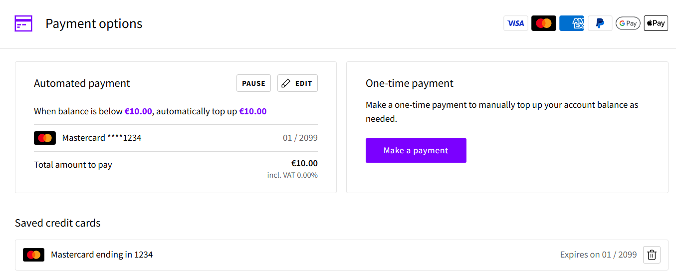 Example Automated payment