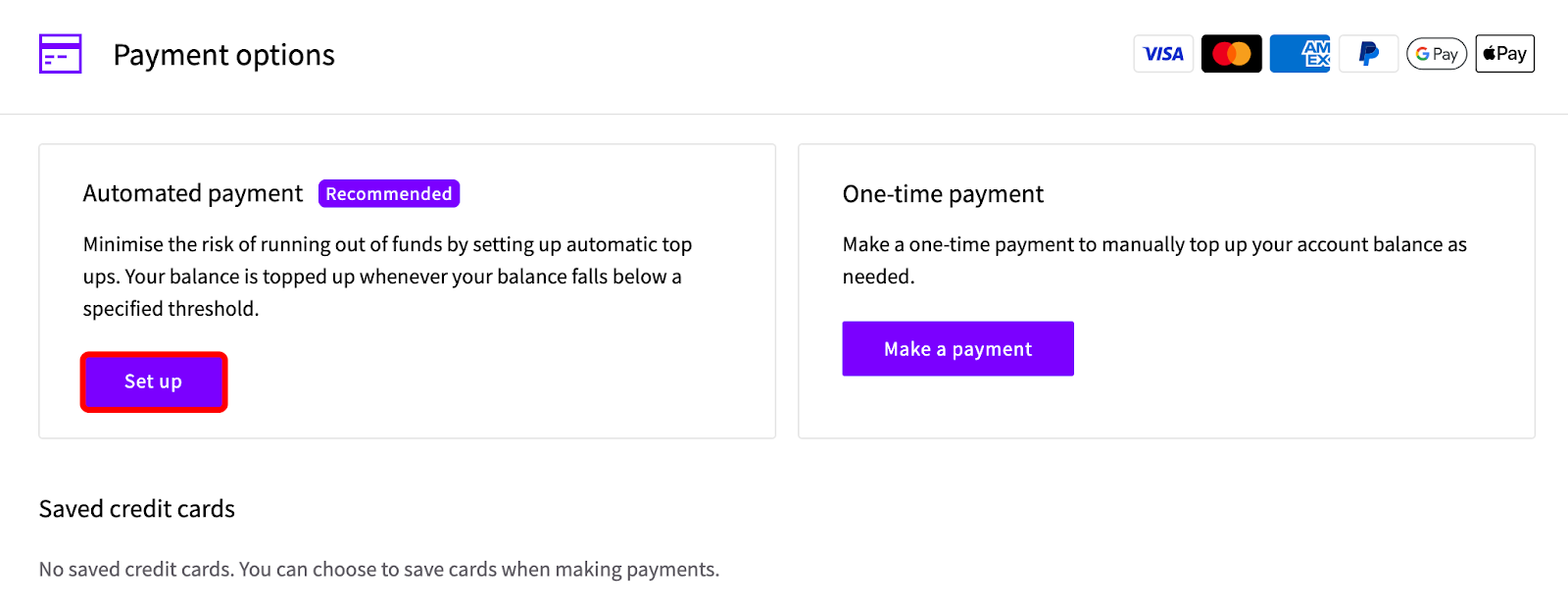 Setup Automated payment