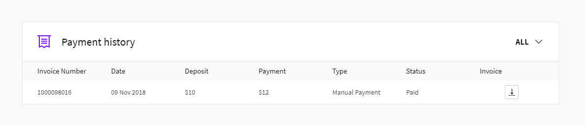 Payment history