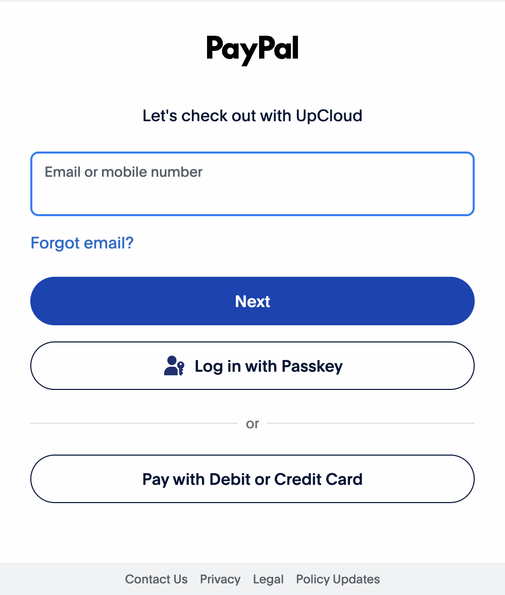 PayPal login window