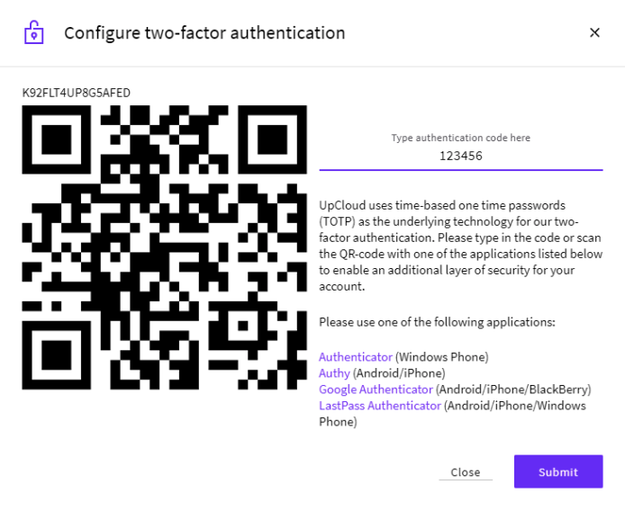 Configure two-factor authentication