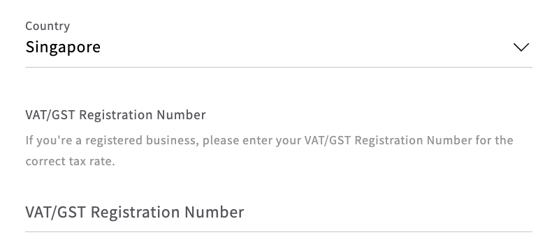 Account details for GST number