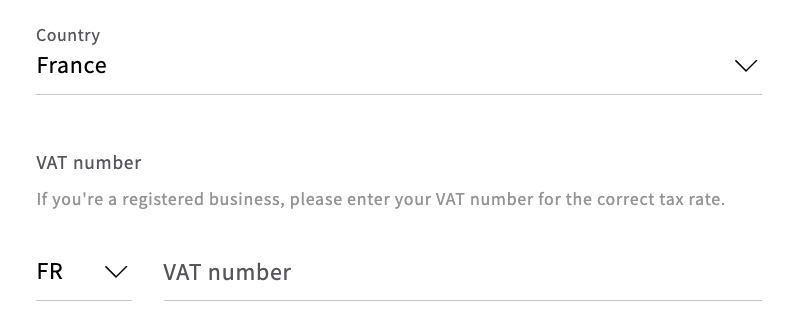 Enter billing VAT number