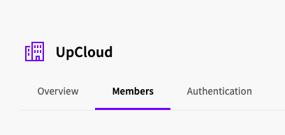 The organization settings header with the Members tab selected