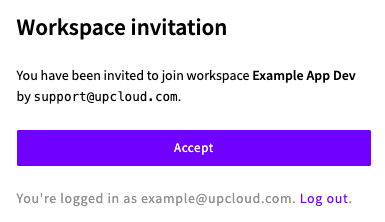 The workspace invitation page with the Accept button