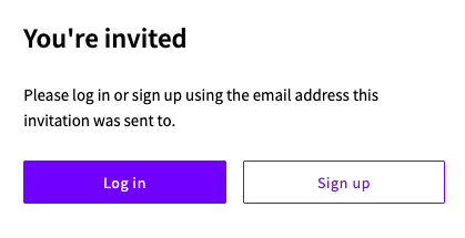 The workspace invitation page with Log in and Sign up buttons