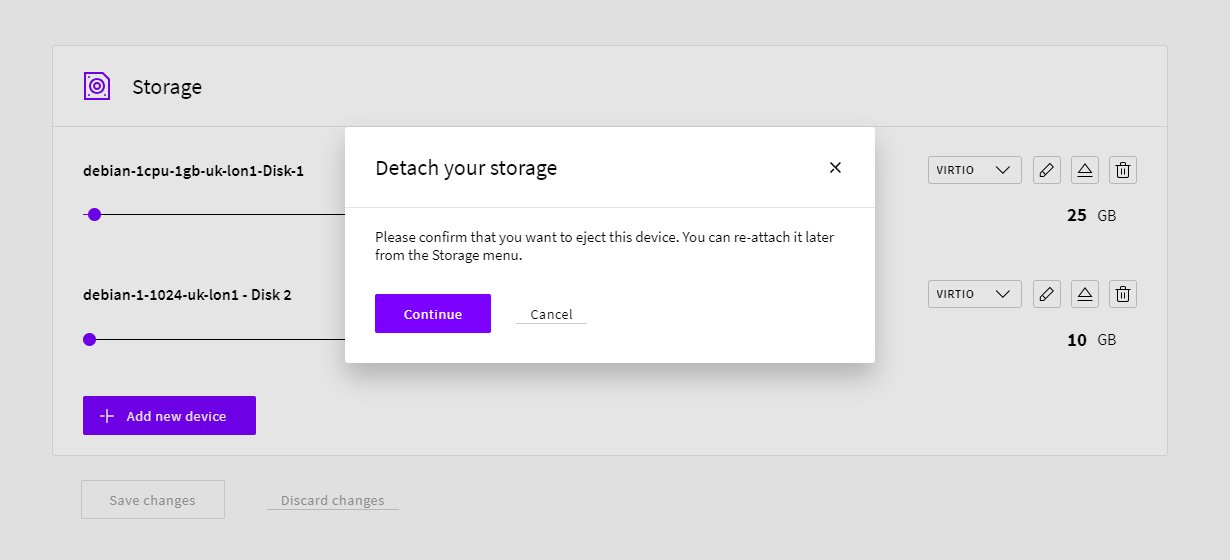 Detaching storage device