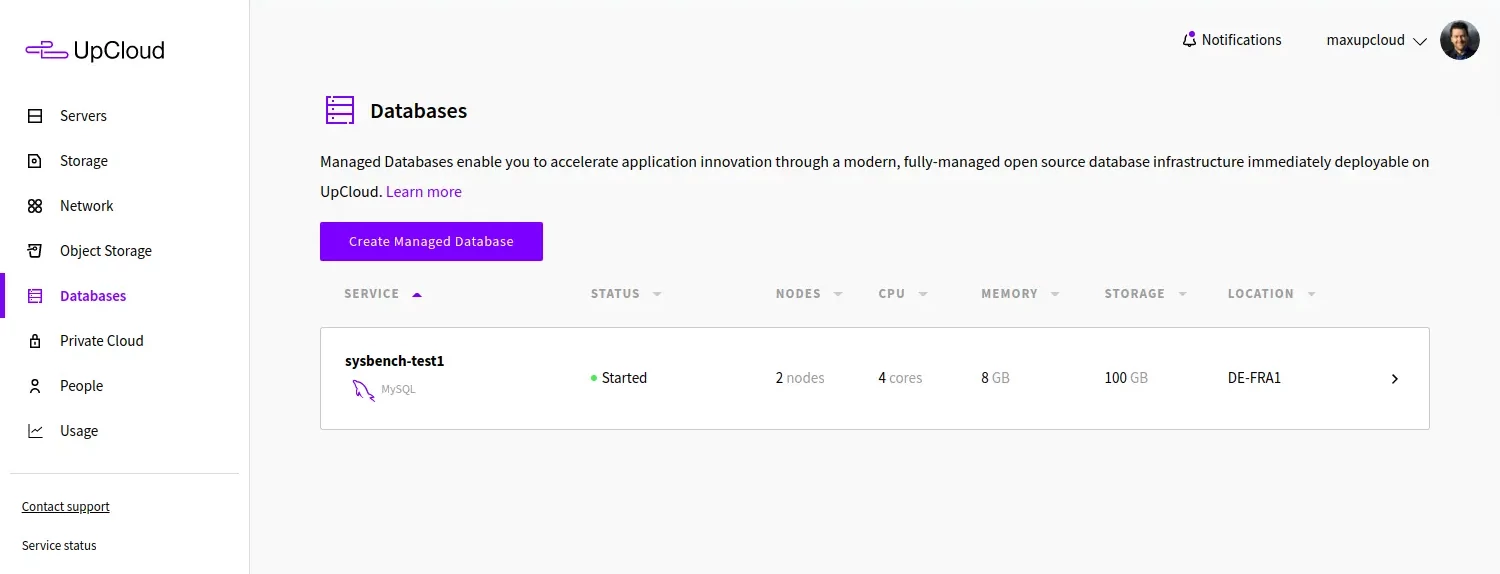 Creating new Managed Database cluster