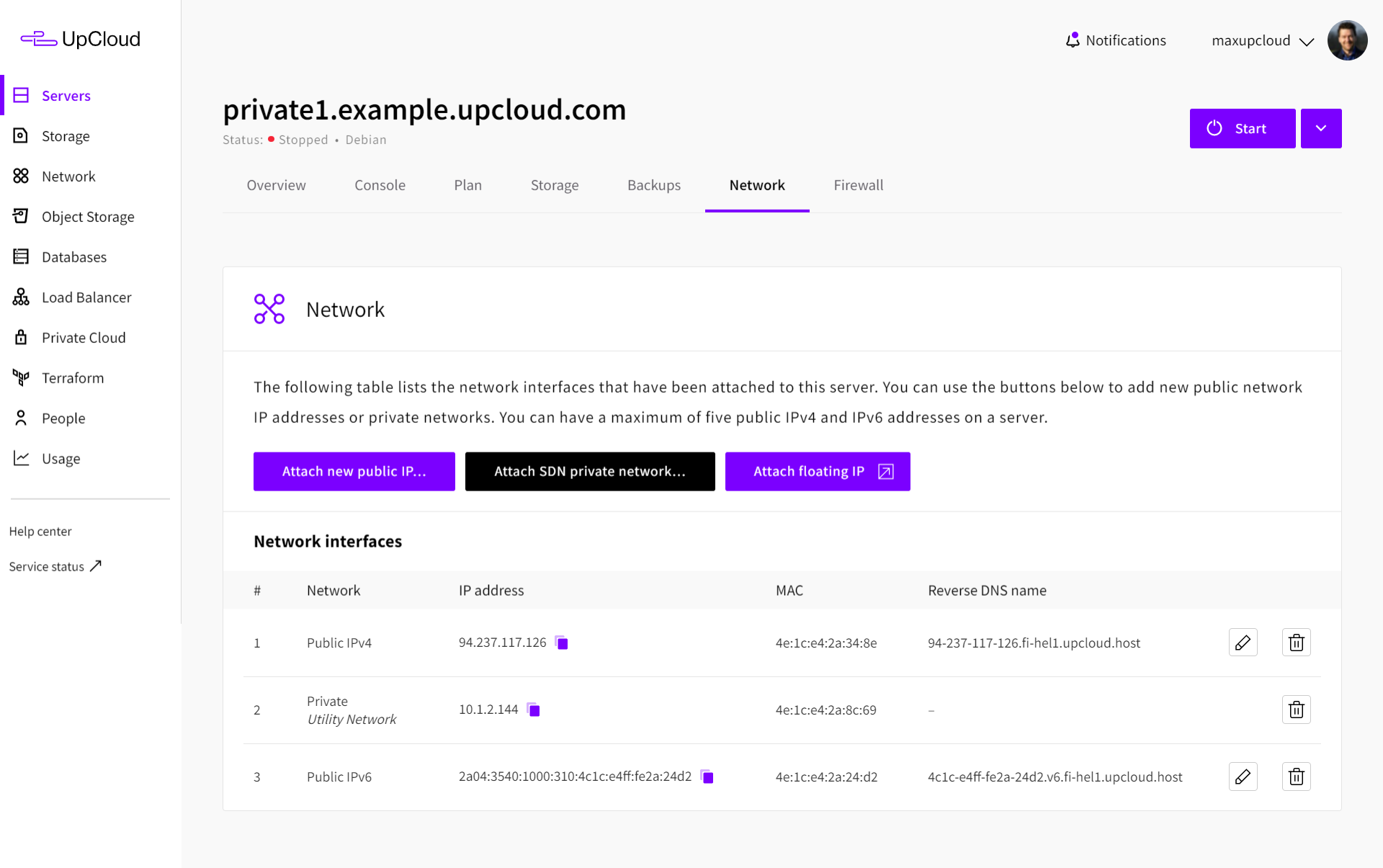 Attach SDN Private Network