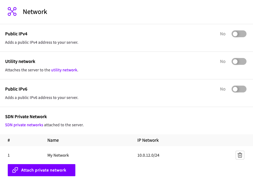 create-server-private-sdn
