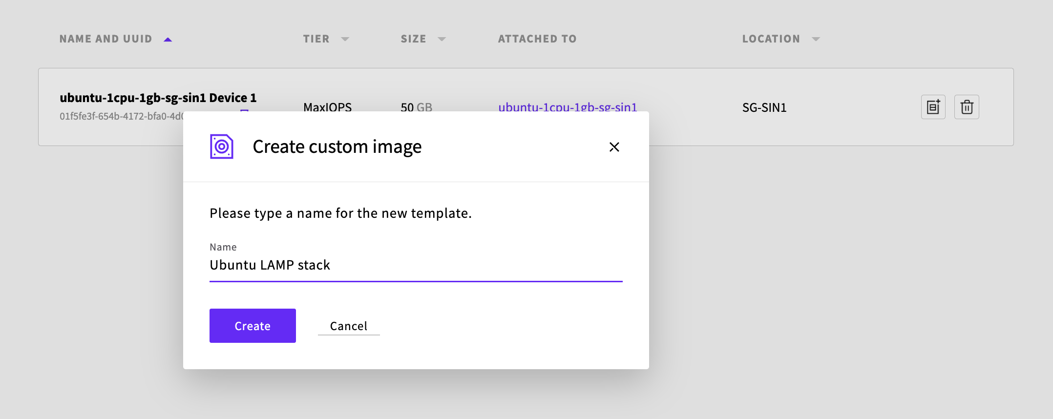 Create new custom image