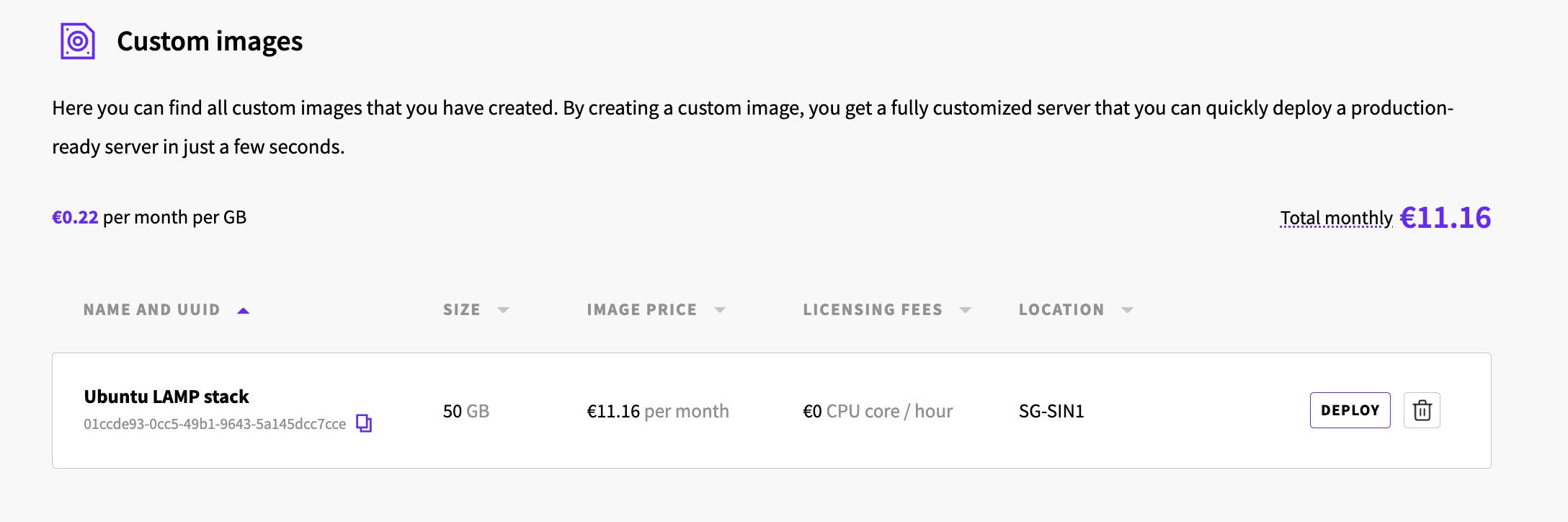 Deploy custom image