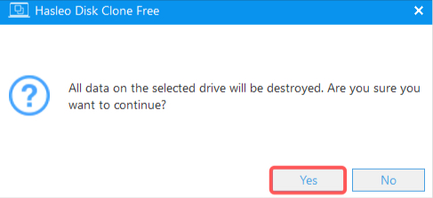 Confirming data destruction on the destination disk