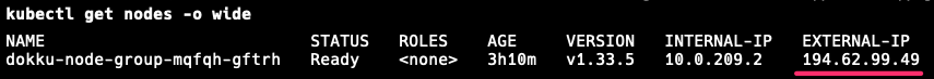 Output of kubectl get nodes -o wide