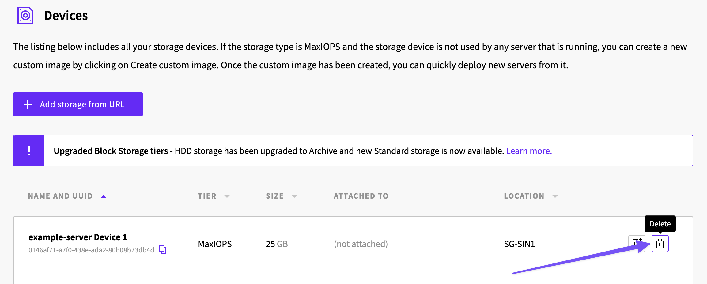 Delete original storage device