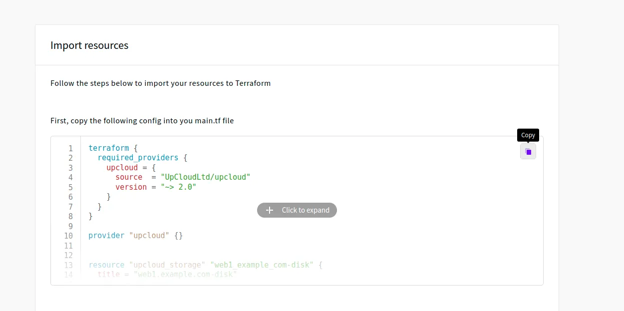 Exported Terraform configuration
