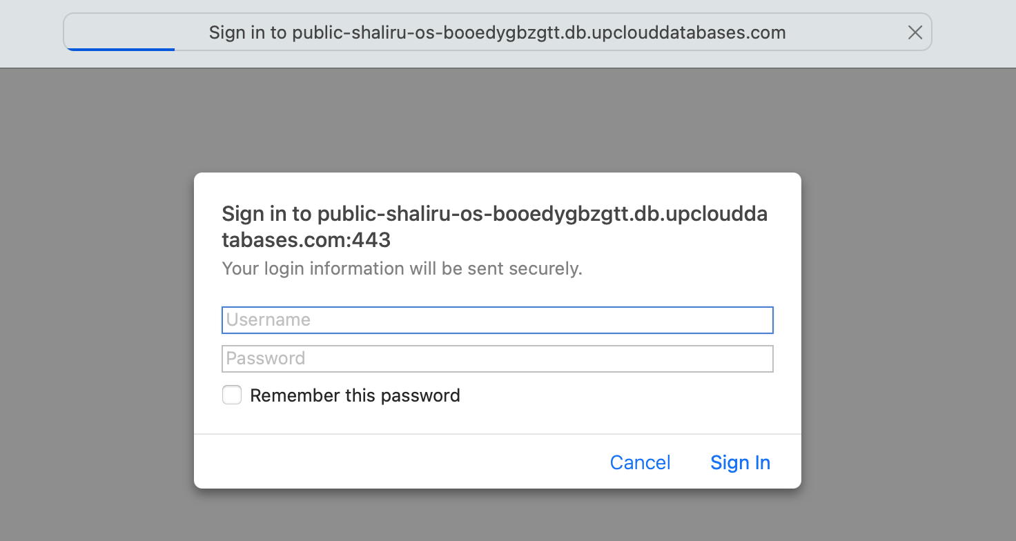 The 'Go to dashboard' button on the OpenSearch database page