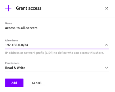 Grant access to a share