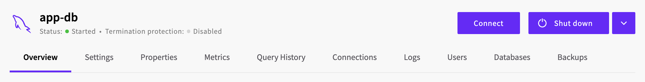 Connect button at the top of the service's page