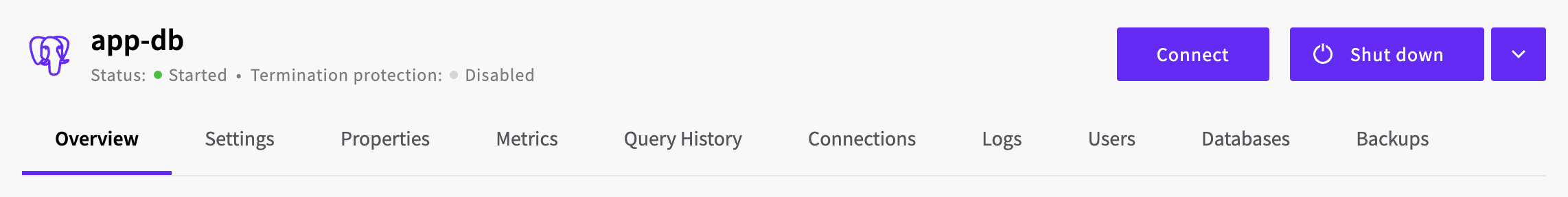 Connect button at the top of the service's page