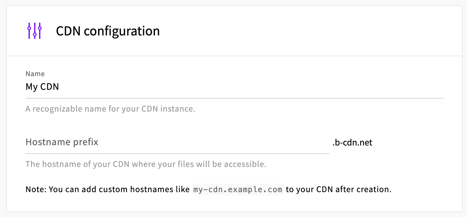 CDN configuration section