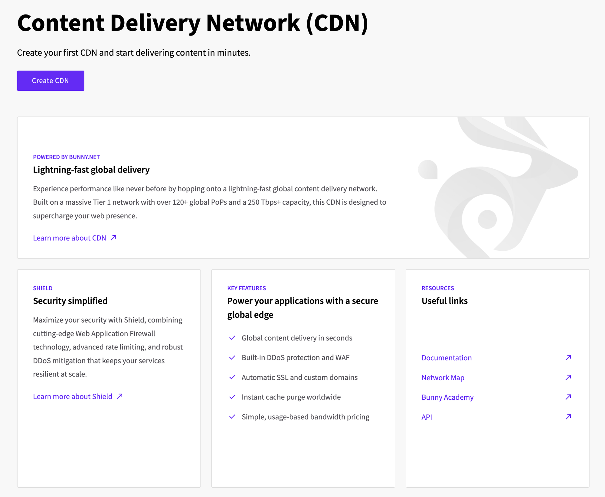 CDN landing page