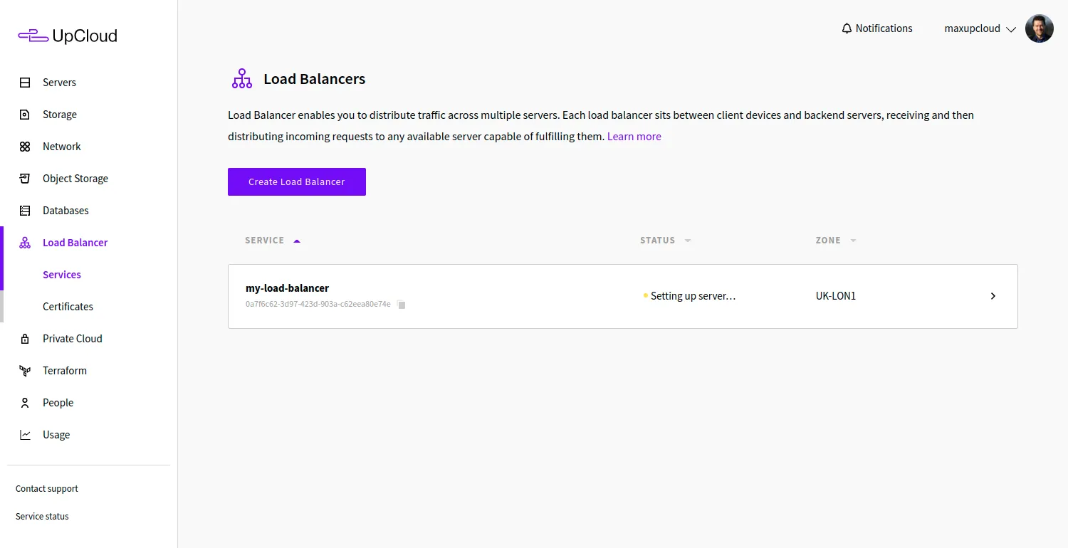New Managed Load Balancer setting up