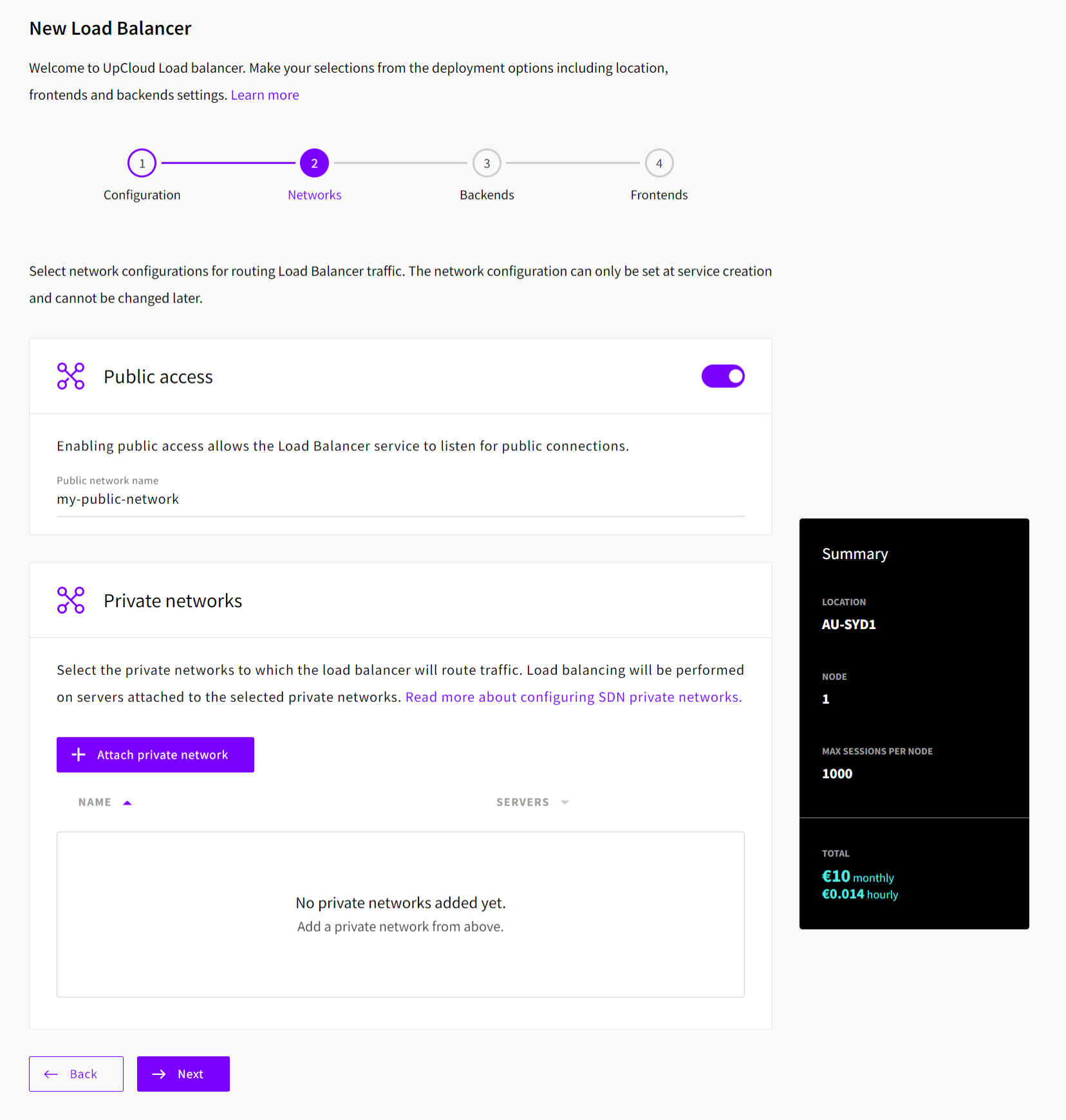 Networks tab