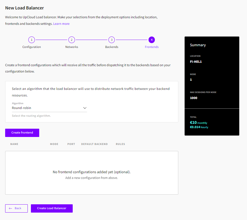 Frontends Managed Load Balancer