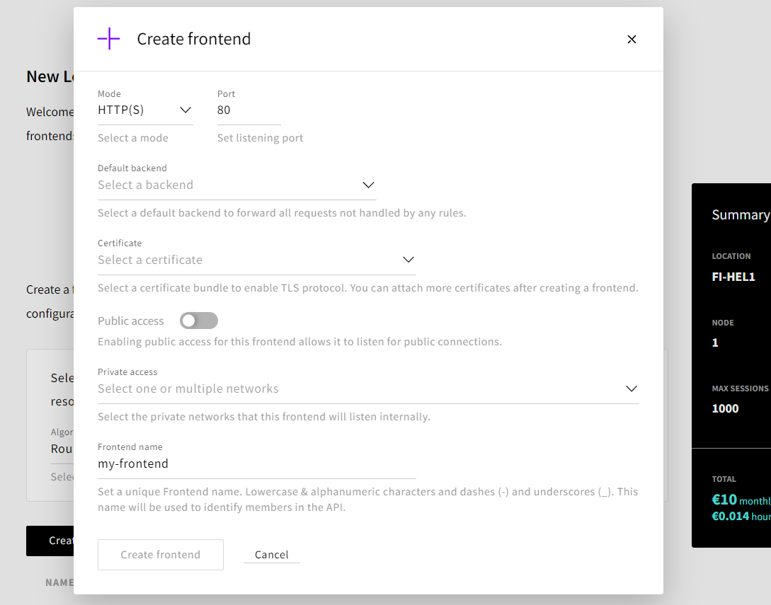 Frontend tab
