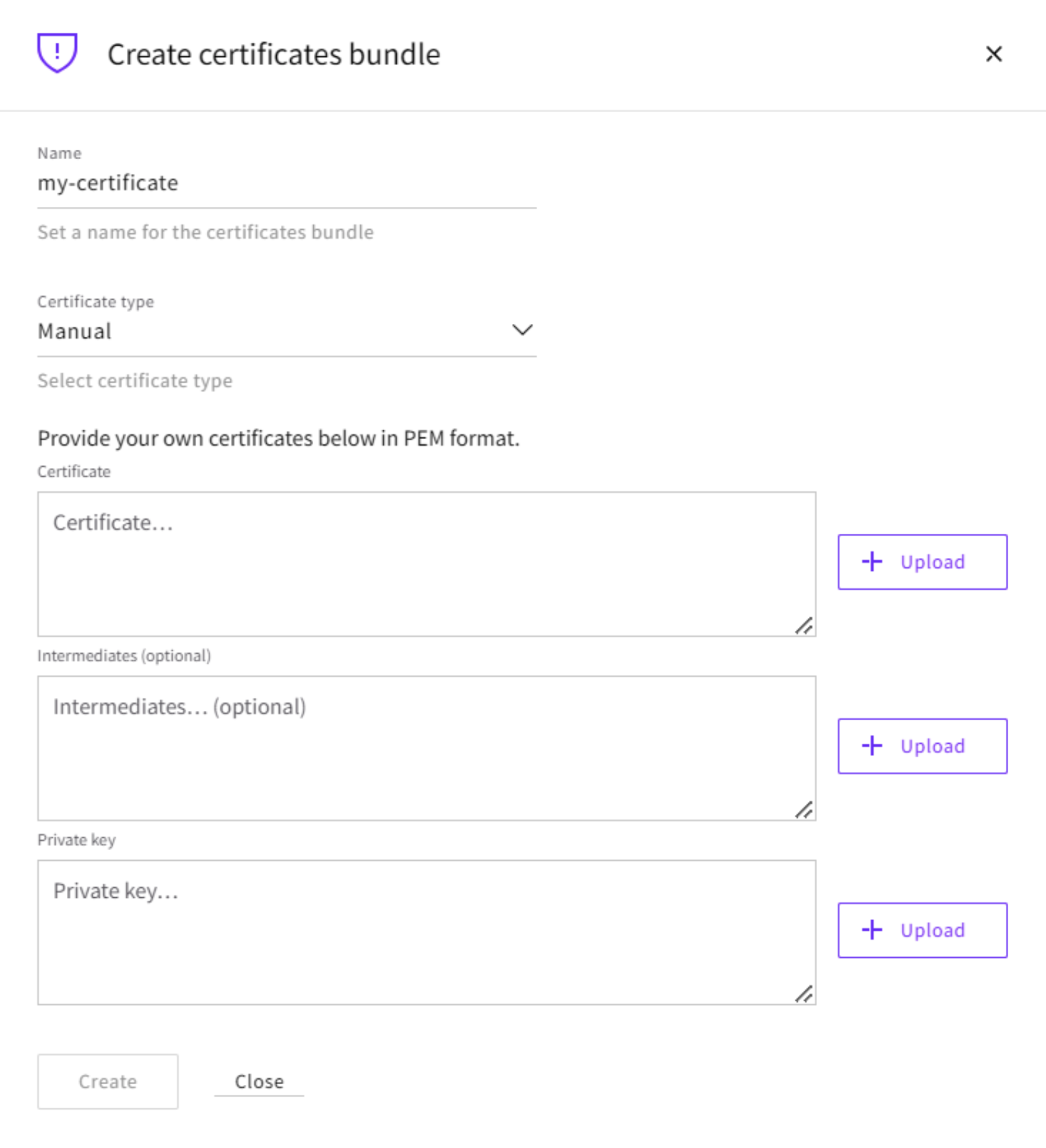 Create certificates bundle