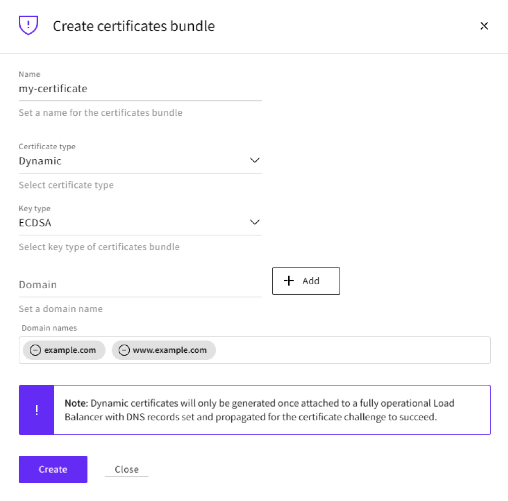 Create certificates bundle - Dynamic