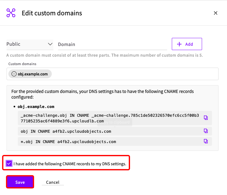 Create CNAME records