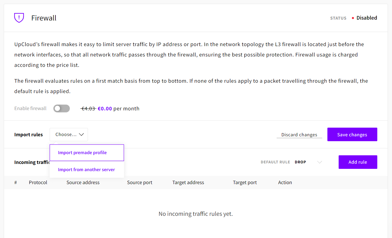 Firewall import rules