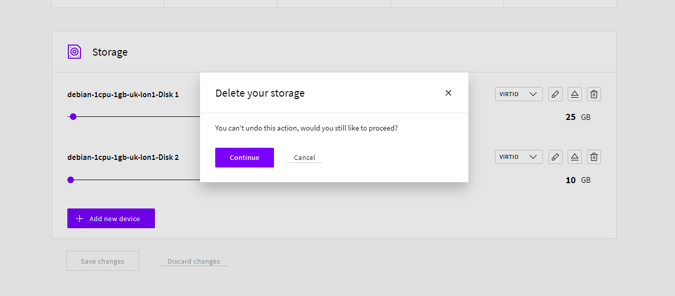Deleting storage