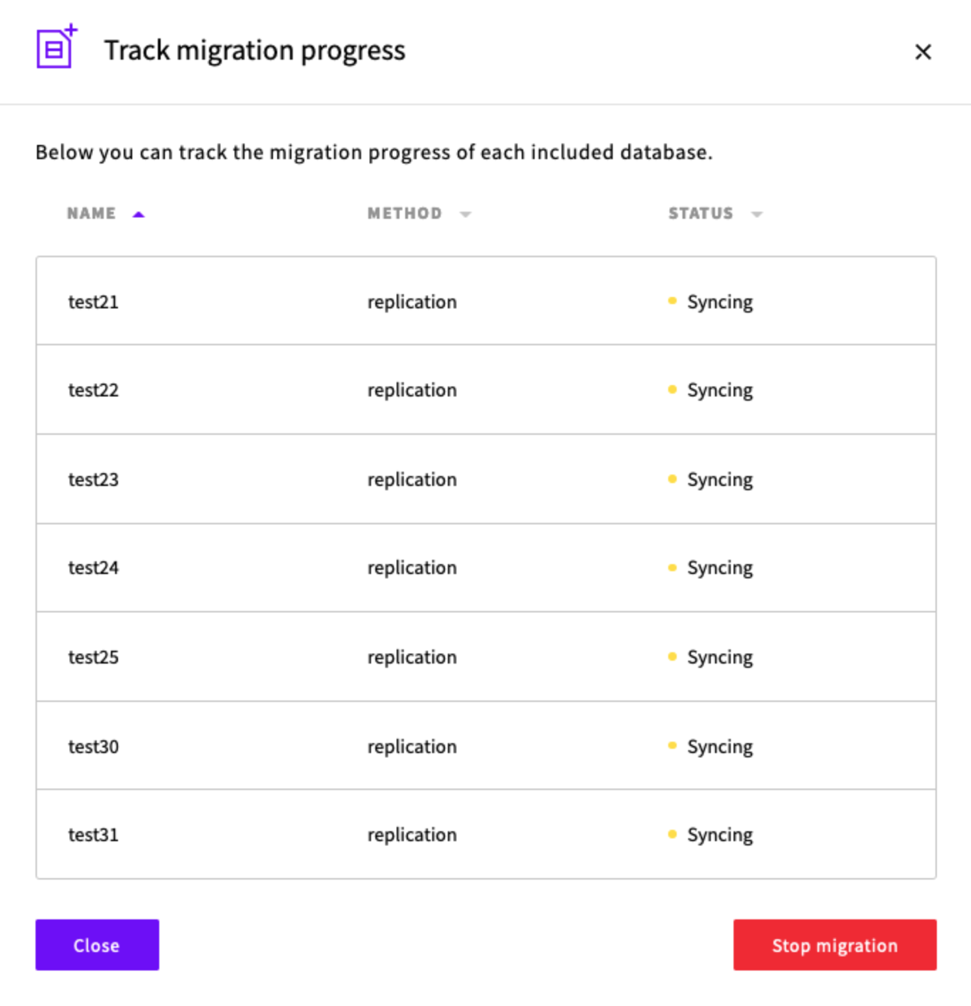 MySQL migration progress monitoring