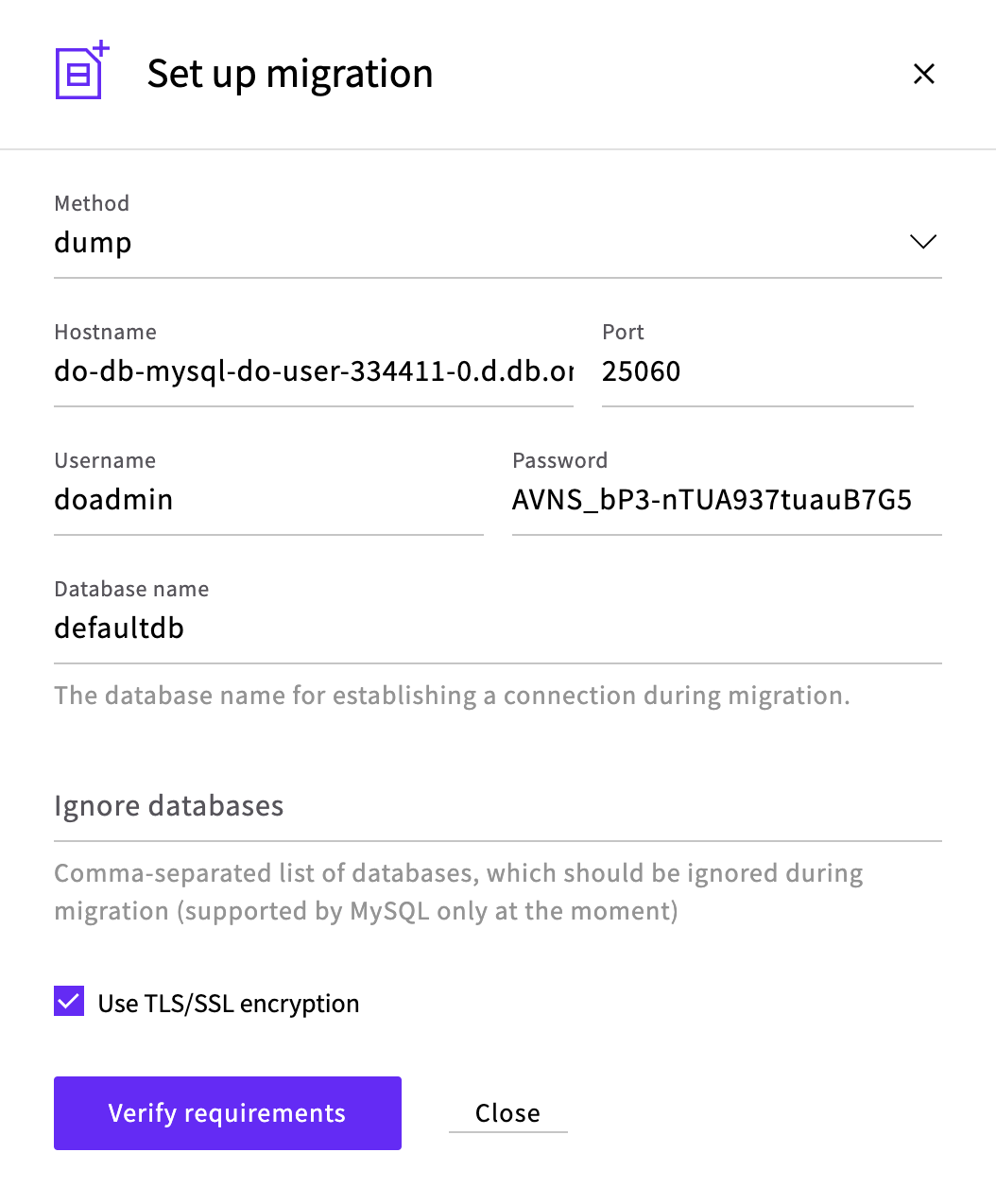 MySQL URI or manual configuration options
