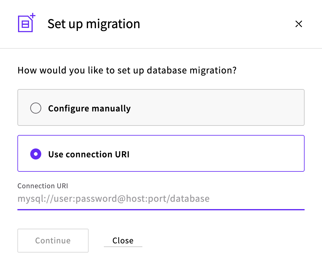 MySQL URI or manual configuration options