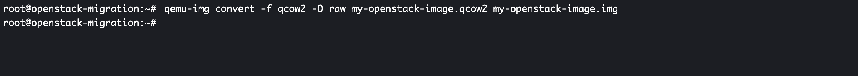 Command for converting a qcow2 image to raw format using qemu-img