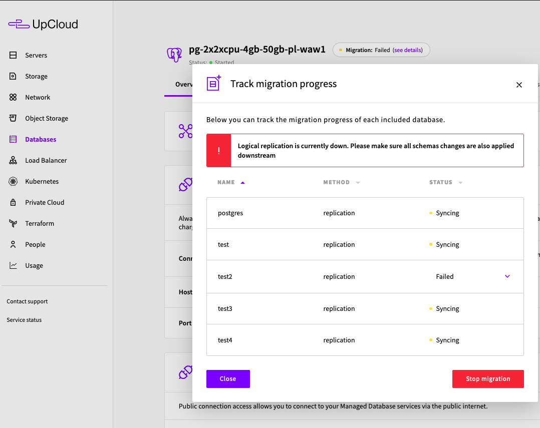 PostgreSQL migration progress monitoring