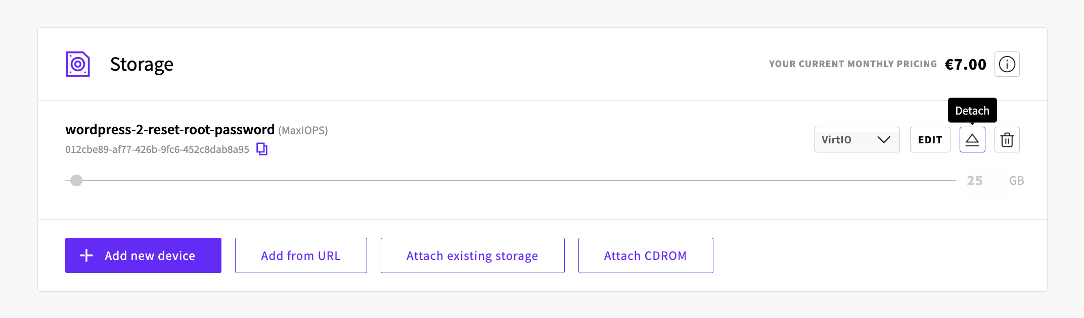 Detach storage