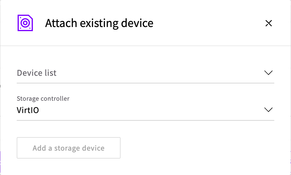 The Attach existing device dialog