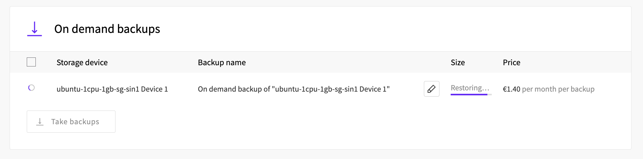 Restoring backup
