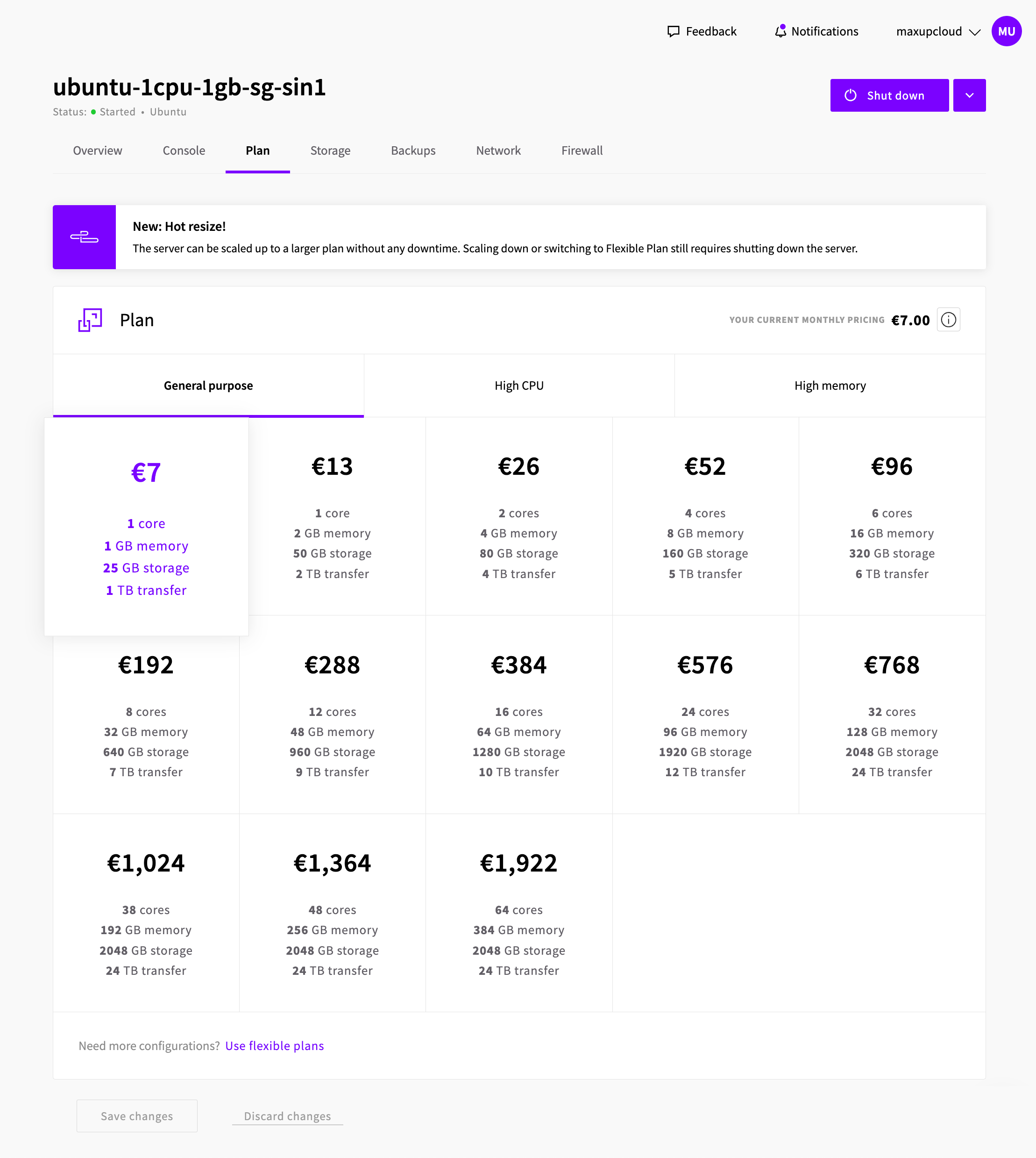 cloud server plans