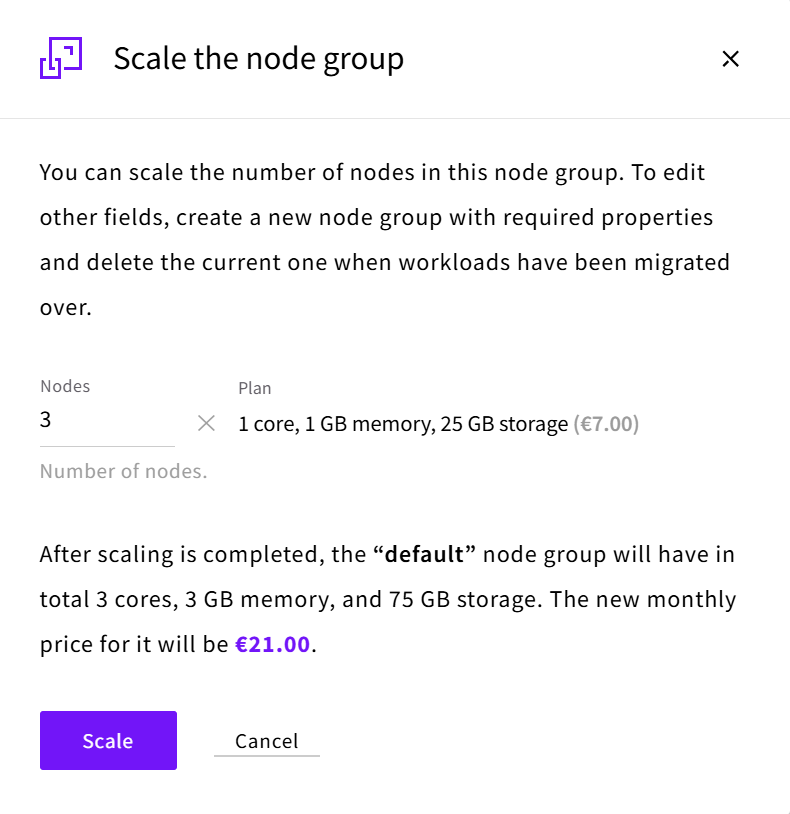 Scaling a Node Group