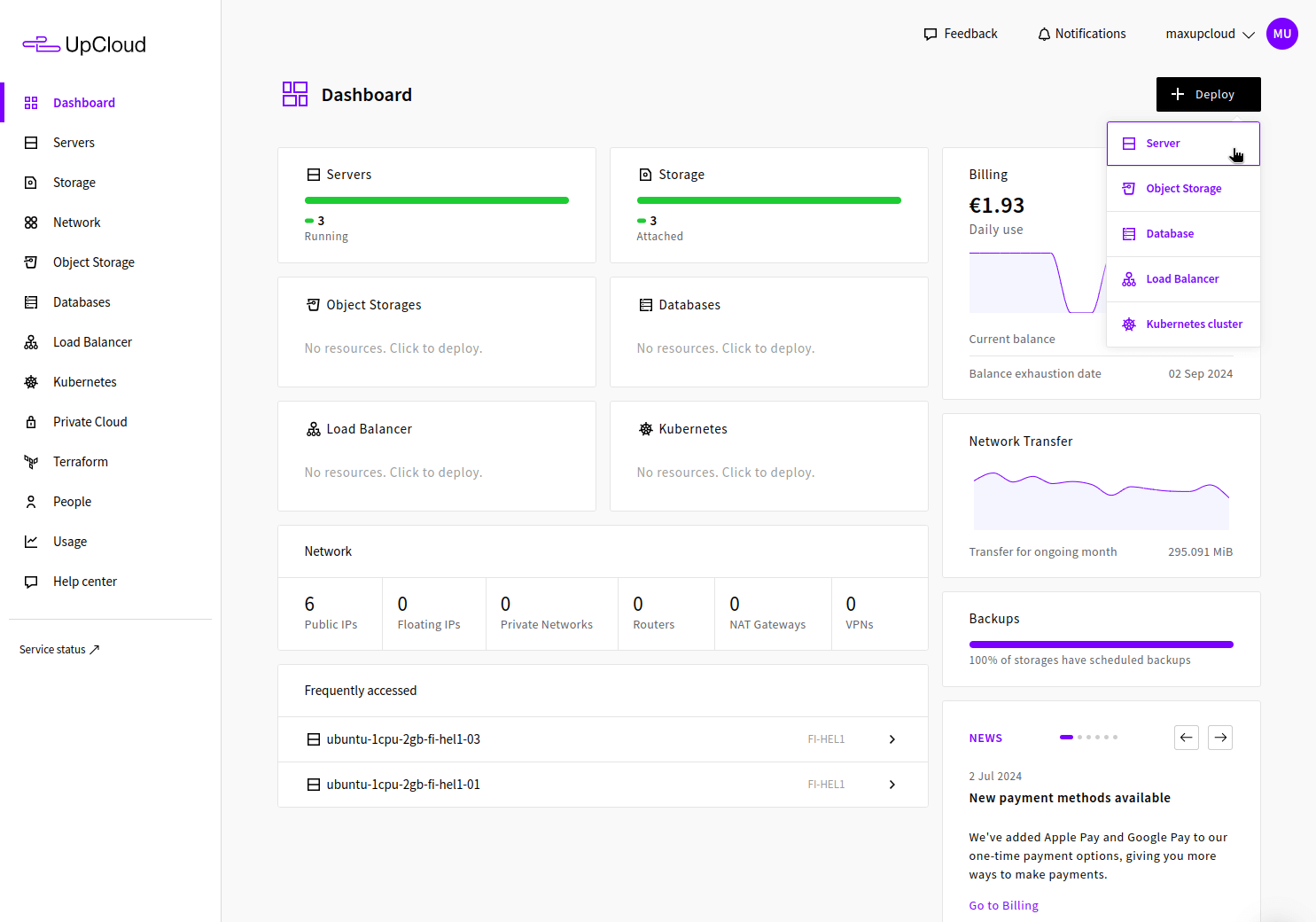 Creating a New Cloud Server