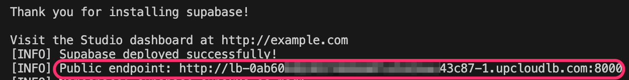 Output of the script pointing to an UpCloud Managed Load Balancer URL