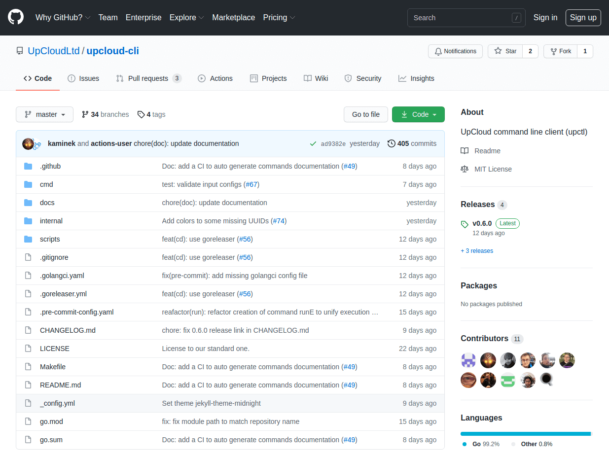 UpCloud CLI on GitHub