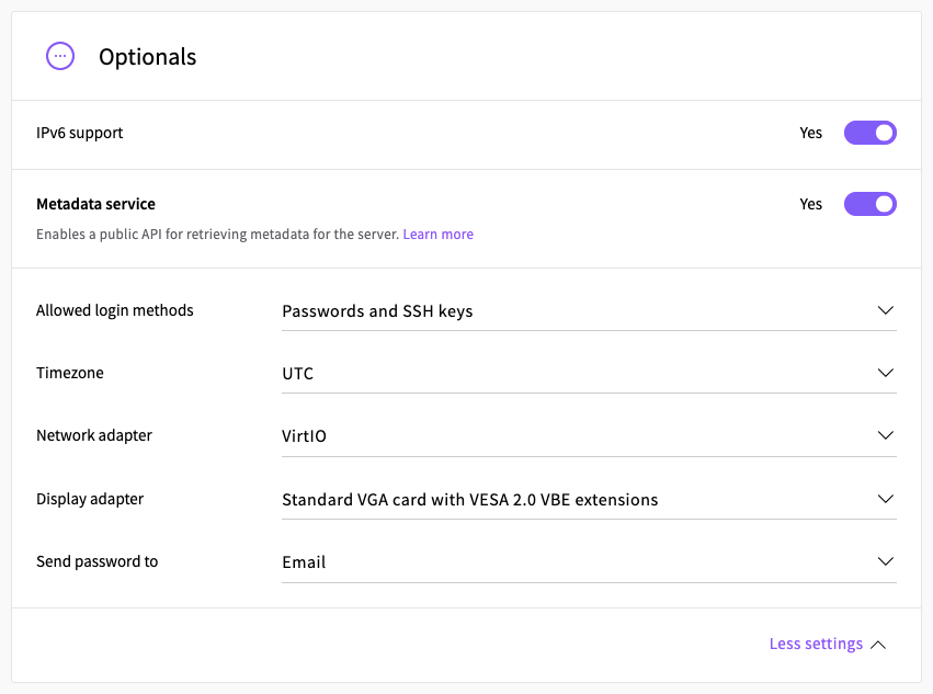 Metadata enabled at server deployment