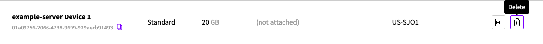 Deleting the original Standard tier storage from the Storage Devices page
